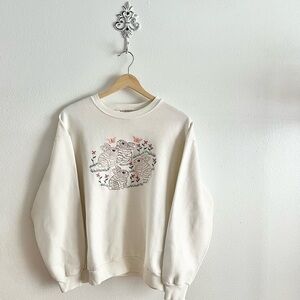 Vintage Cream Sweater with Embroidered bunnies
